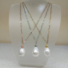 Carica l'immagine nel visualizzatore di Gallery, Collana acciaio Gocciola perla