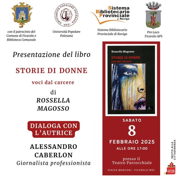 Presentazione del libro "Storie di donne - voci dal carcere" di Rosella Magosso - Comune di Ficarolo