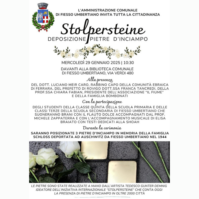 STOLPERSTEINE - Deposizione pietre d'inciampo - Comune di Fiesso Umbertiano