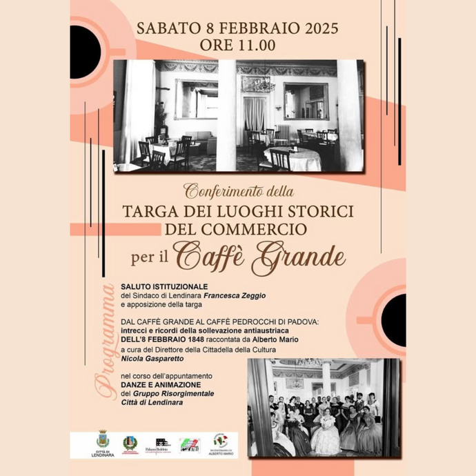 Conferimento della Targa dei Luoghi Storici del Commercio per il Caffè Grande - Comune di Lendinara