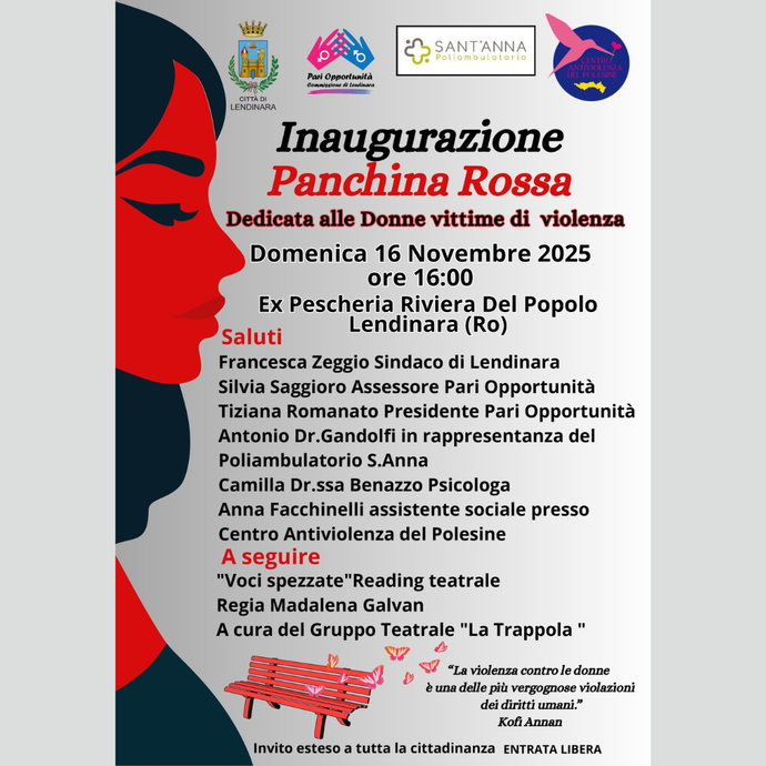 Inaugurazione Panchina Rossa - Lendinara