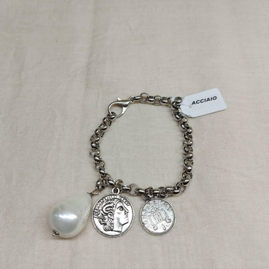 Bracciale Perla goccia e monete - ID&M