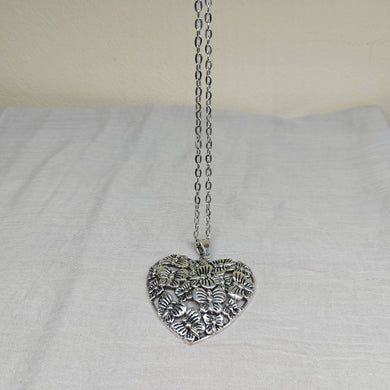 Collana lunga medaglione rodio Cuore - ID&M