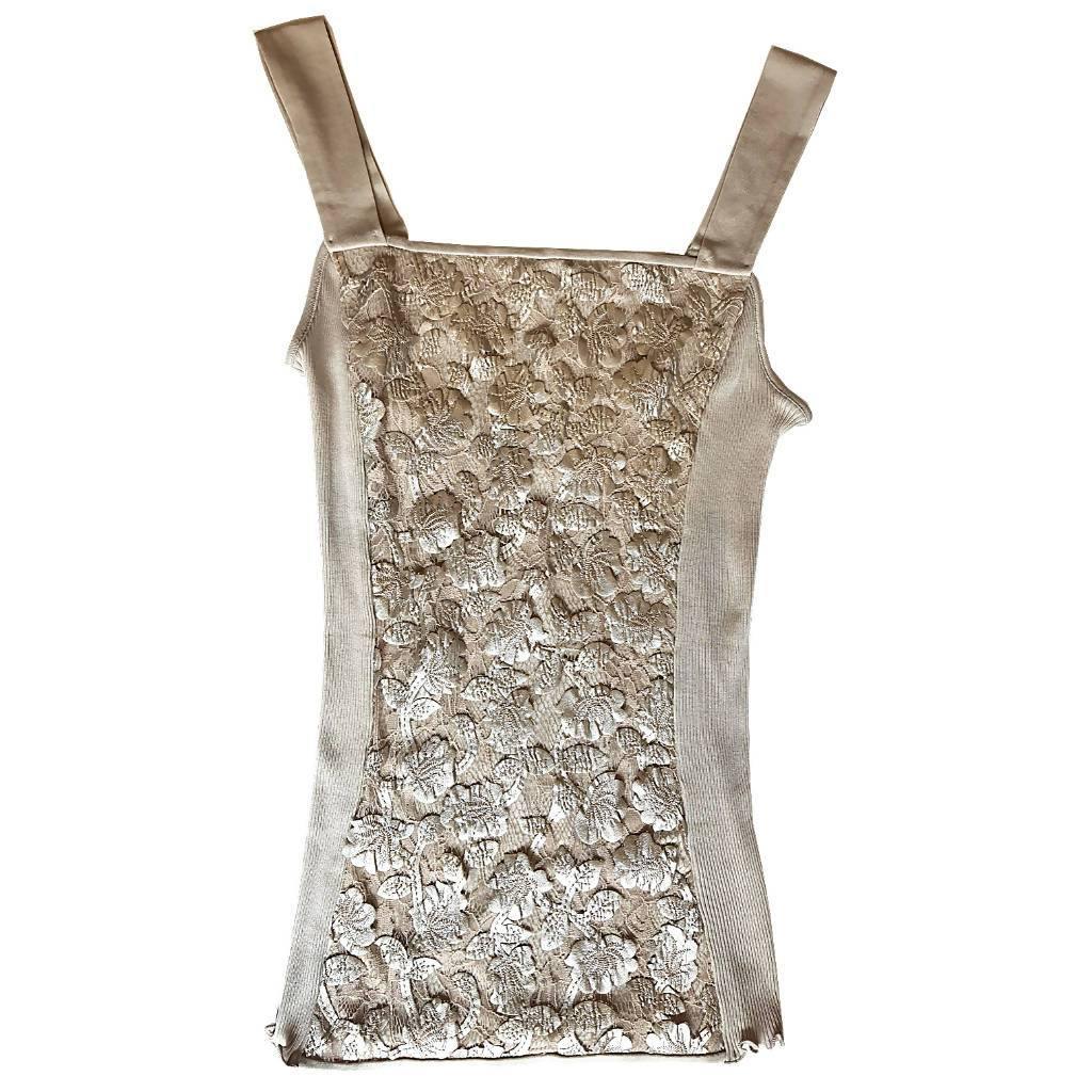 Top filo scozia con inserto pizzo rose OSCALITO - ID&M