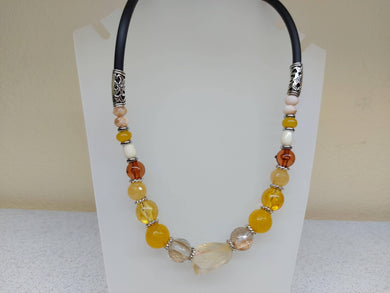 Collana Pietre Miste e cordone nero - ID&M
