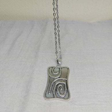 Collana lunga medaglione rodio Rettangolo - ID&M